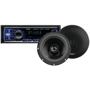 BOSS AUDIO 638BCK Single-DIN In-Dash Mechless AM/FM Receiver System with Bluetooth(R) & Speakers